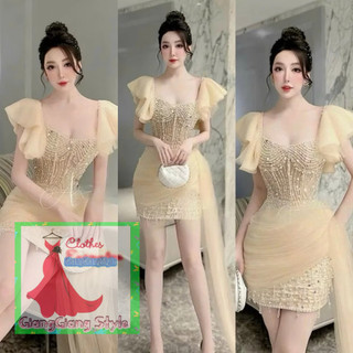 VÁY BODY VẠT HY LẠP RƠI DÀI PHỐI THÂN ĐÍNH HẠT TAY CÁNH TIÊN 220724