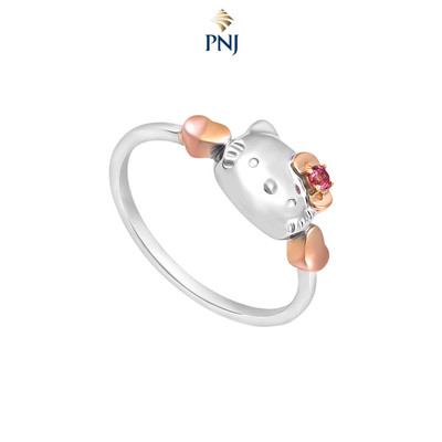 Nhẫn Bạc đính đá PNJ ❤️ HELLO KITTY ZT00H000005