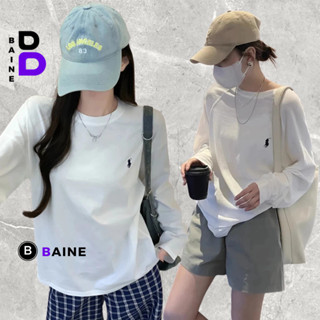 Áo Thun BABYTEE Tay Dài THÊU NGỰA FORM RỘNG Thun Cotton Nữ DD111, Áo Thun Nữ Tay Ngắn Cổ Tròn Kiểu Basic BAINE