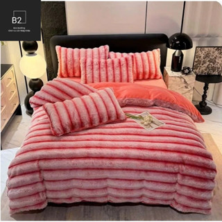 Bộ vỏ chăn ga gối Nỉ Nhung 4 món hồ ly cao cấp nhung mịn ấm không rụng lông