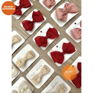 Kẹp tóc nơ ren handmade Hàn Quốc
