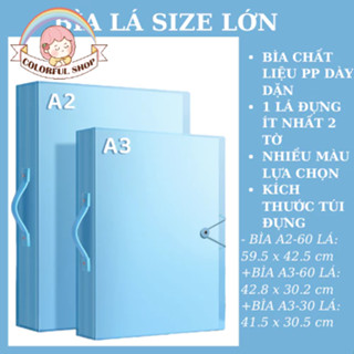 Bìa nhựa File lá A3 kích thước lá 430*300mm - A2 595*435 mm Clear Book 30 lá 60 lá đựng ảnh poster Kim Đồng IPM Wing