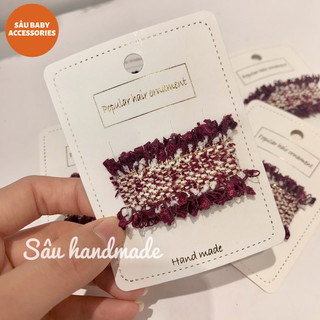 Kẹp bấm vải Tweed handmade cho bé