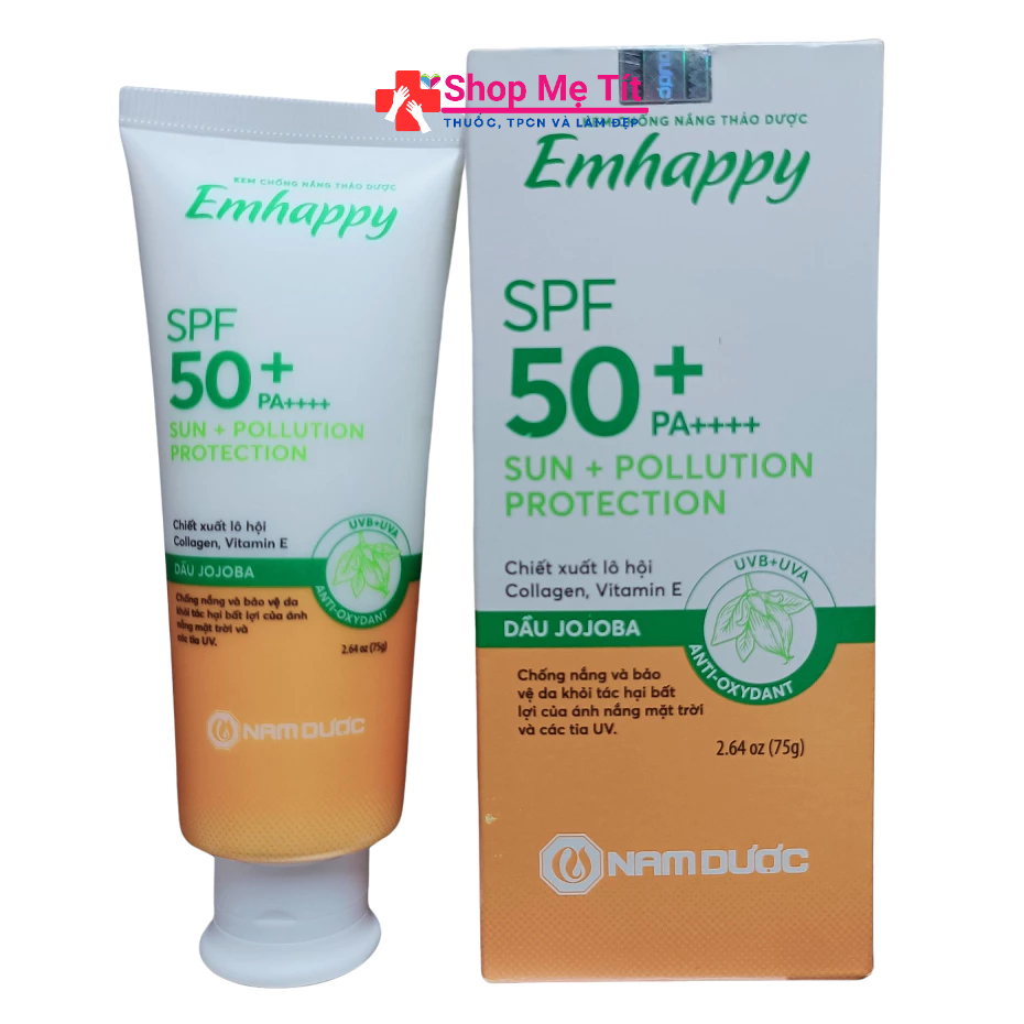 Kem chống nắng thảo dược Emhappy chiết xuất dầu Jojoba, collagen và vitamin E (75g)
