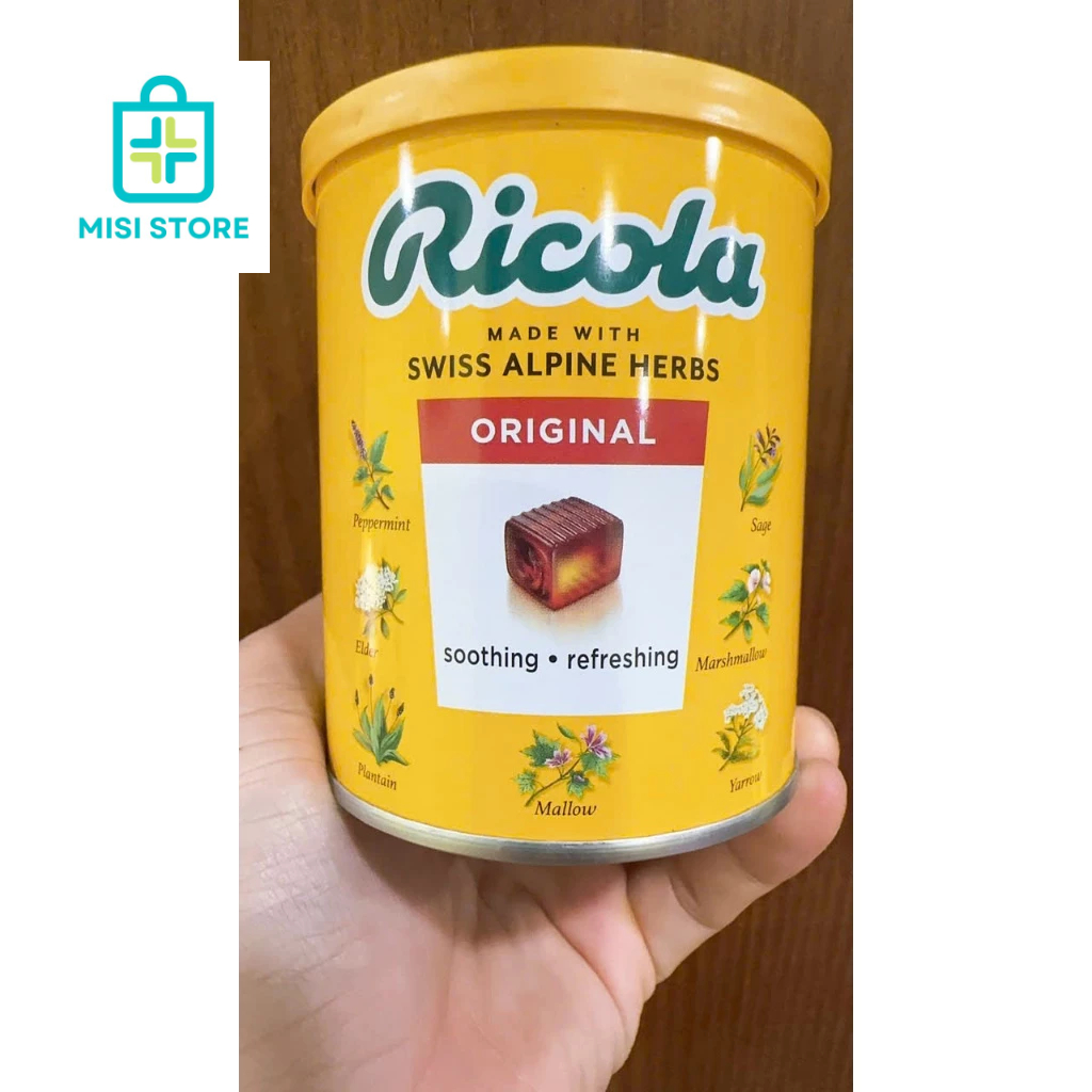 (date 2028 ) Kẹo ngậm thảo dược Ricola hộp 250g, Mẫu mới