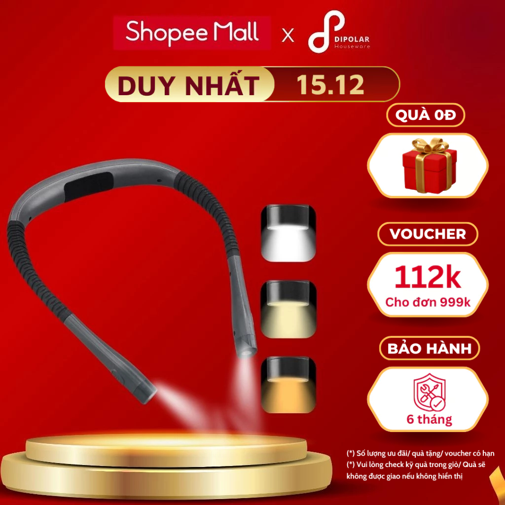Đèn Led Đọc Sách Đeo Cổ Thông Minh Tích Điện Dipolar Bảo Vệ Mắt Ban Đêm Chống Cận Thị Với 3 Mức Độ Màu Ánh Sáng - Ddds01