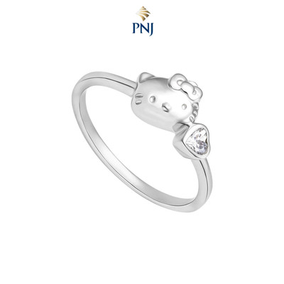 Nhẫn Bạc đính đá PNJ ❤️ HELLO KITTY XM00W000080