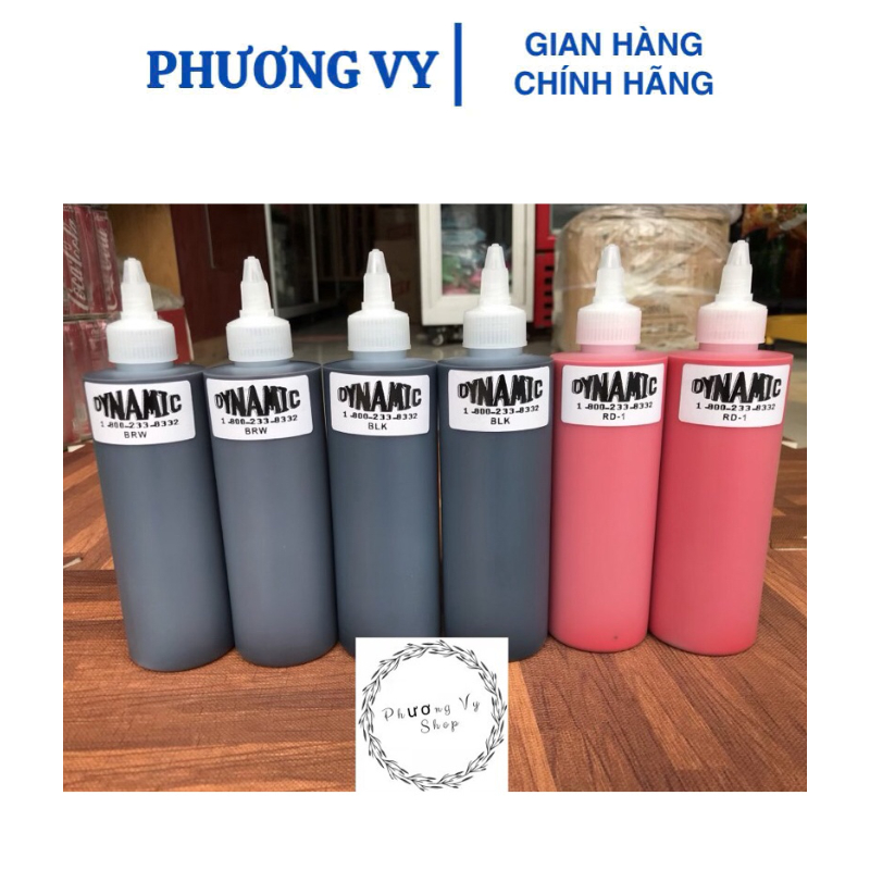 Mực tập phun xăm Dynamic (nâu,đen,đỏ) chai 240ml