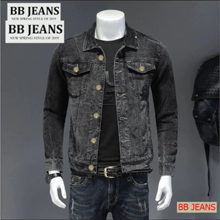 Áo khoác jean nam form body ôm xám DD - xám CC - áo form rộng đen rách size 40-75kg BB Jeans