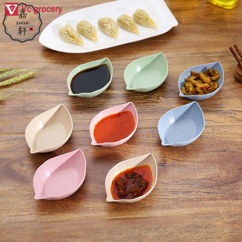 [HÀNG CÓ SẴN] Set 5 Chén Đĩa Đựng Gia Vị Nước Chấm Làm Từ Lúa Mạch Hình Chiếc Lá