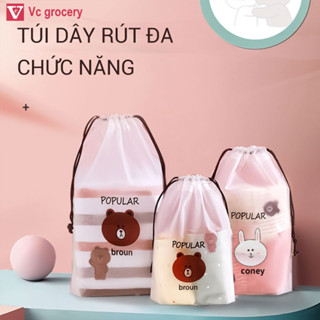 [siêu rẻ ] SET 5 Túi nhựa dây rút trong suốt đựng giày, quần áo khi đi du lịch