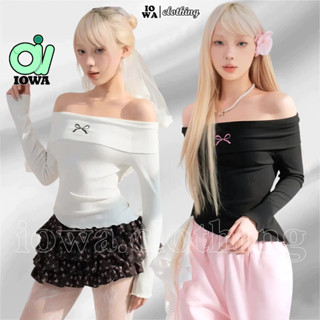 Áo Thun TAY DÀI TRỄ VAI VẠT CHÉO Thêu Nơ Hồng Dáng Dài Nữ DD157, Áo Babytee Thun Gân Kiểu Vạt Lệch IOWA