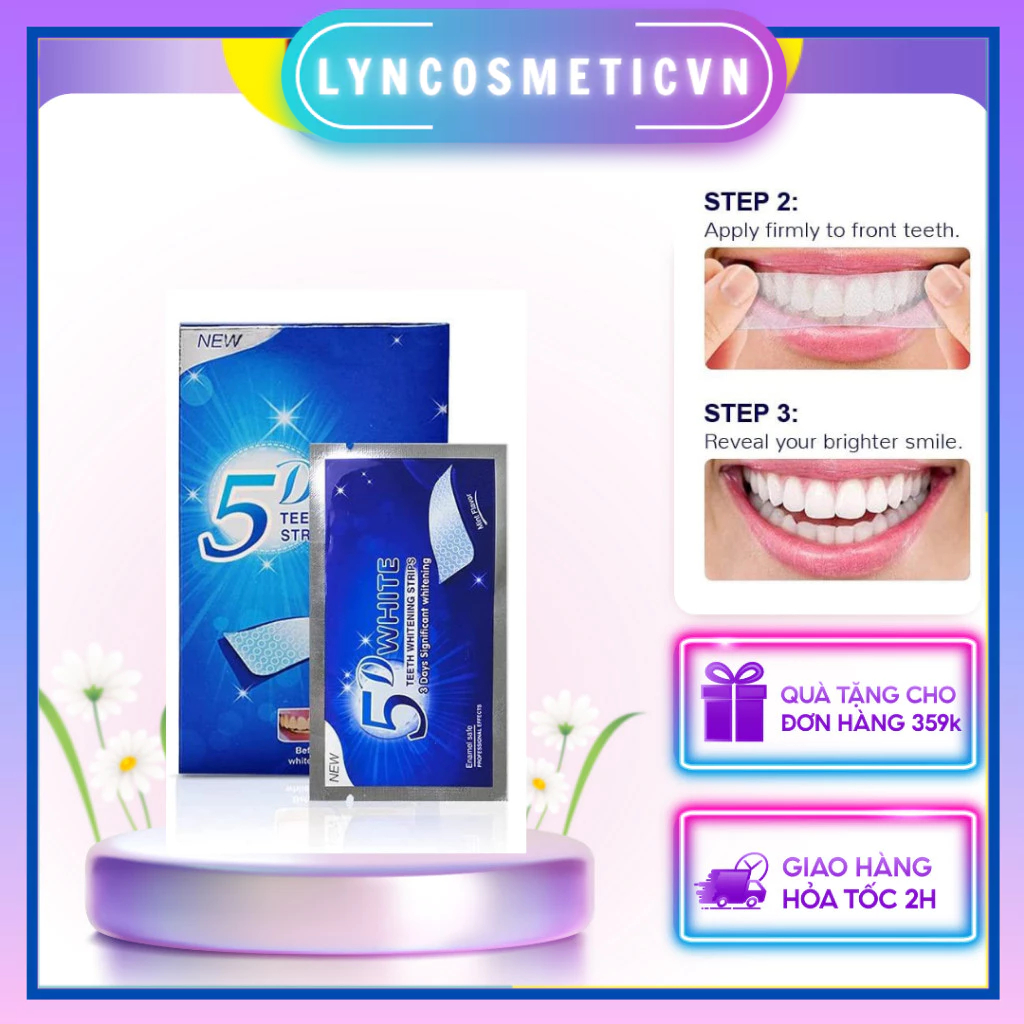 Miếng dán trắng răng tiện lợi 5D White Teeth Whitening Strips (1 miếng)