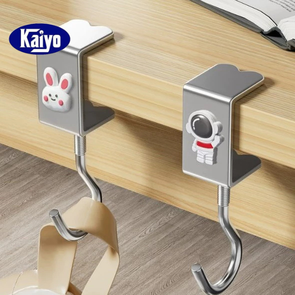 Kaiyo Móc treo balo túi xách bằng chất liệu kim loại cứng cáp móc treo đồ cạnh bàn có thể xoay