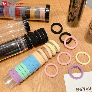 【 siêu rẻ  Sét 20 chun buộc tóc nhiều màu sắc dây buộc tóc ống trơn kèm ống đựng trong suốt