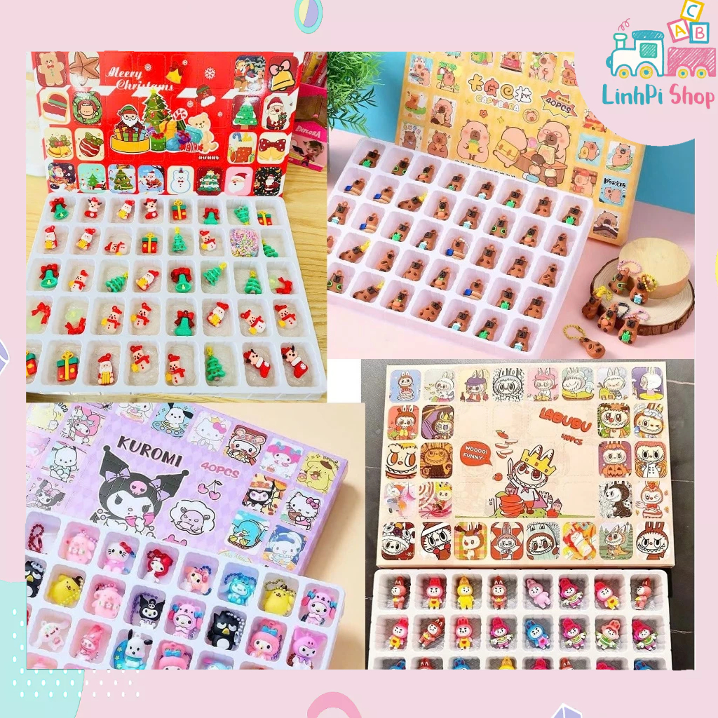 Hidden box 40 ô móc khoá, Blind box hộp mù móc khoá đếm ngược cho bé