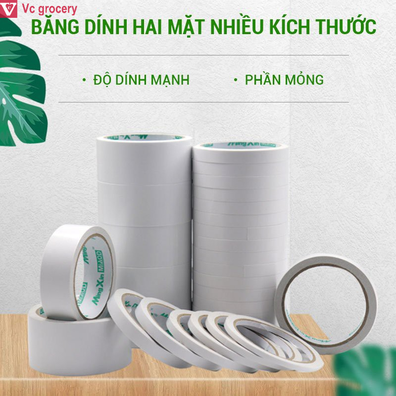 [HÀNG CÓ SẴN] Băng Keo giấy 2 Mặt Nhiều Kích Thước