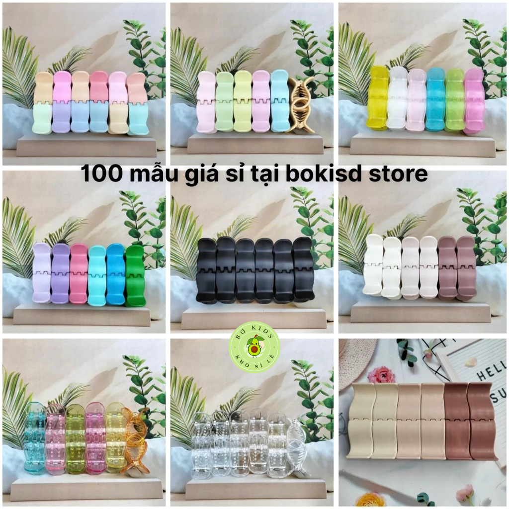 Kẹp tóc càng cua, Vỉ 12 chiếc kẹp 3 răng, 5 răng, sẵn 100 mẫu, đa dạng màu sắc, kiểu dáng giá xưởng