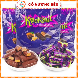 Xả Hàng Kẹo Socola Hạnh Nhân Nga Krokaht tím gói 500g - ăn vặt cô nương béo
