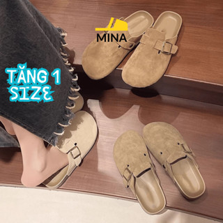 [Tăng 1 Size] Dép Slip-On Giày Lười Nữ, Sục Da Lộn chất da mềm Đế cao thời trang_MINA