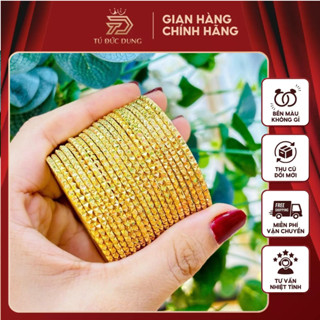 Bộ 7 Chiếc Vòng Tay Ximen 1.5 Li Chạm Kim Cương Vòng Nong Không Khoá, Thiết Kế Tinh Tế, Sang Trọng