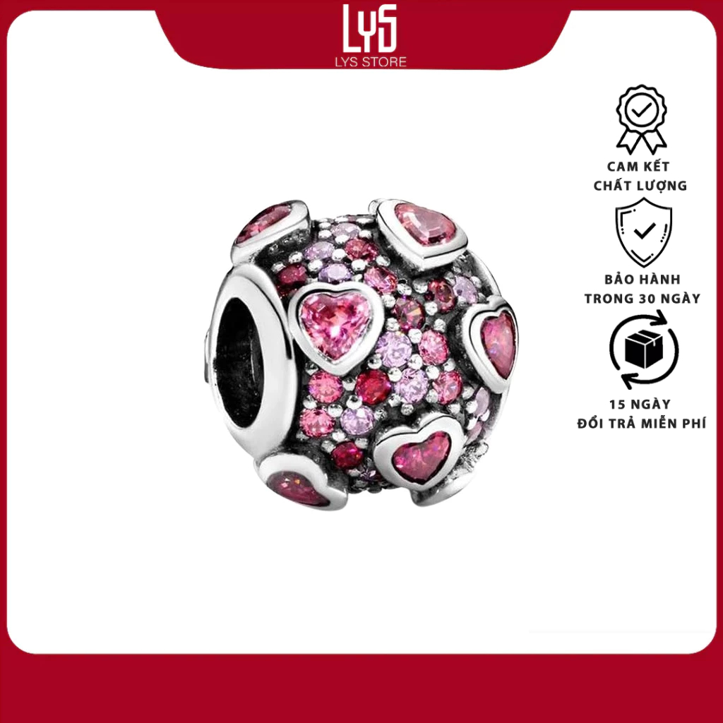 Charm Bạc Lys trái tim tình yêu Explosion Of Love 1234 - Charm Bạc S925 cao cấp