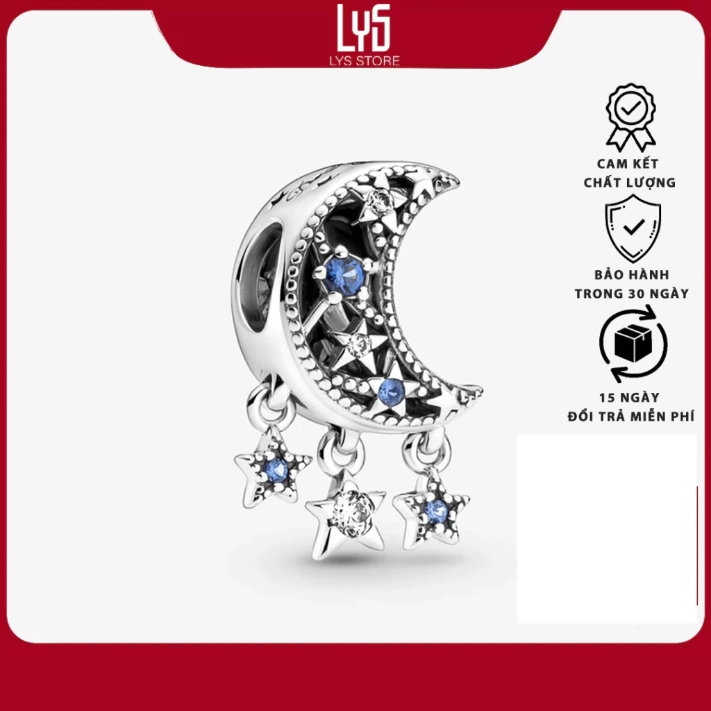 Charm bạc Star & Crescent Moon ánh trăng và sao Charm 1145 - Bạc S925