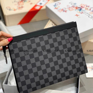 Clutch nam, ví cầm tay kẹp nách ô đen, hoa đen fullbox da thật sẵn hàng hỏa tốc