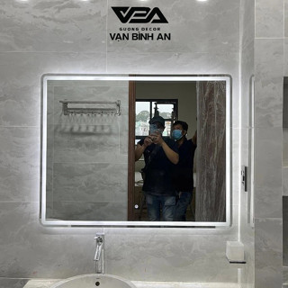 Gương Bỉ AGC Nhập Khẩu Indo (Treo Ngang) - Gương Chữ Nhật Cảm Ứng Đèn LED Cao Cấp Vạn Bình An