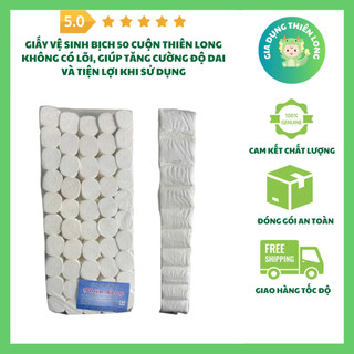 Giấy Vệ Sinh Thiên Long Bịch 50 Cuộn Trắng, Siêu Mềm Siêu Dai Siêu Tiết Kiệm An Toàn Cho Sức Khỏe