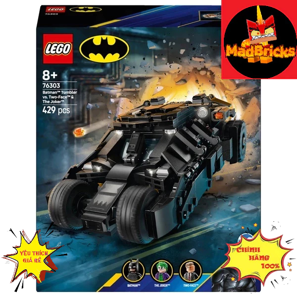 (LEGO DC) Đồ Chơi Lắp Ráp Batman Tumbler Đấu Với Two-Face Và Joker LEGO SUPERHEROES 76303