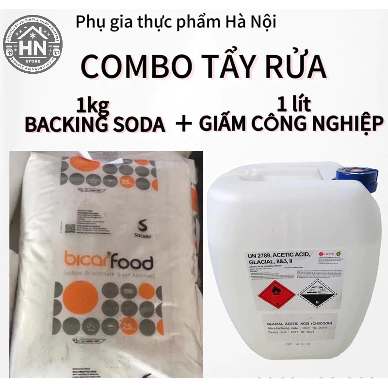 COMBO 1kg Backing Soda+ 1lit giấm công nghiệp dùng để tẩy rửa
