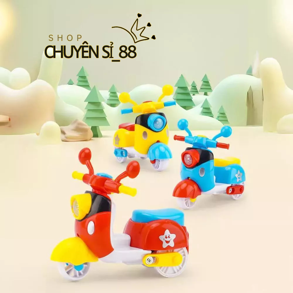 Xe Máy Kéo Lùi Chạy Cót Thú Vị Nhiều Màu Sắc Cho Bé, Đồ Chơi Xe Máy Mini Chạy Đà Không Cần Pin 89025