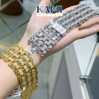 Lắc tay bản lớn chạm xoàn khoá bấm mẫu mới Kami trang sức sỉ
