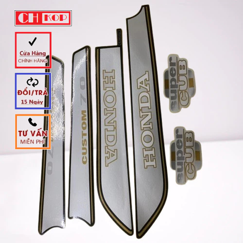 CH | Tem xe Super Cub 82-93 Dán Xe xanh tím Đời Tem Cốp Chìm Mầu Xám Bạc 50cc 70cc 90cc