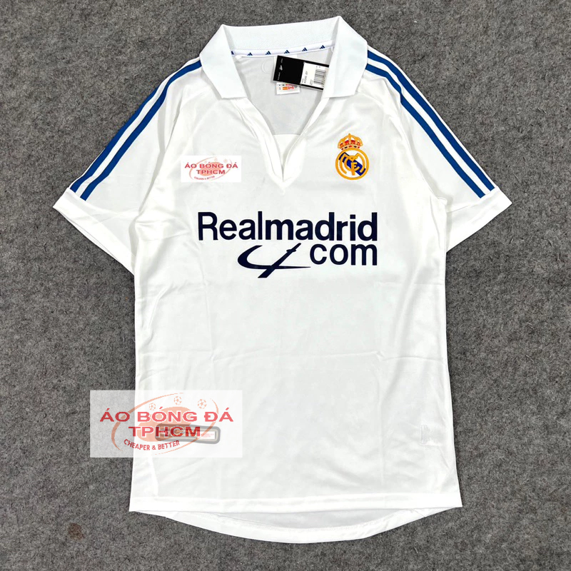 Retro.REAL.01/02 - Áo Bóng Đá RETRO CLASSlC hàng Thái cao cấp- RETRO REAL TrắngChấmCom