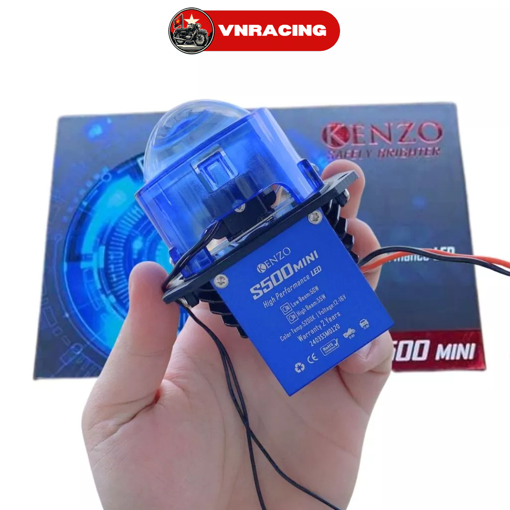 Đèn Bi Cầu Kenzo S500 mini 55W hiệu suất cao, pha cầu led xe máy tản nhiệt lớn - Bảo Hành 2 Năm