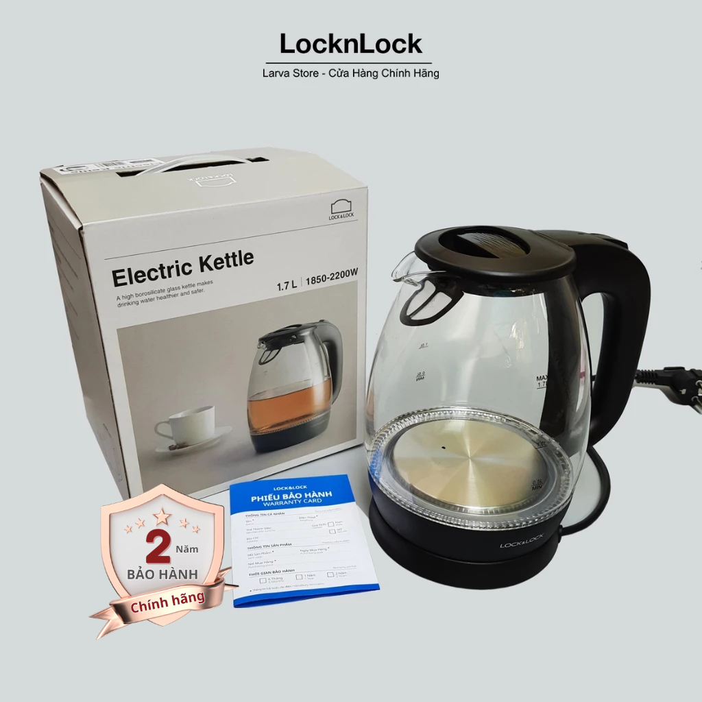 Ấm Điện Đun Nước Siêu Tốc Thủy Tinh Chính hãng Lock&Lock EJK432 1.7L