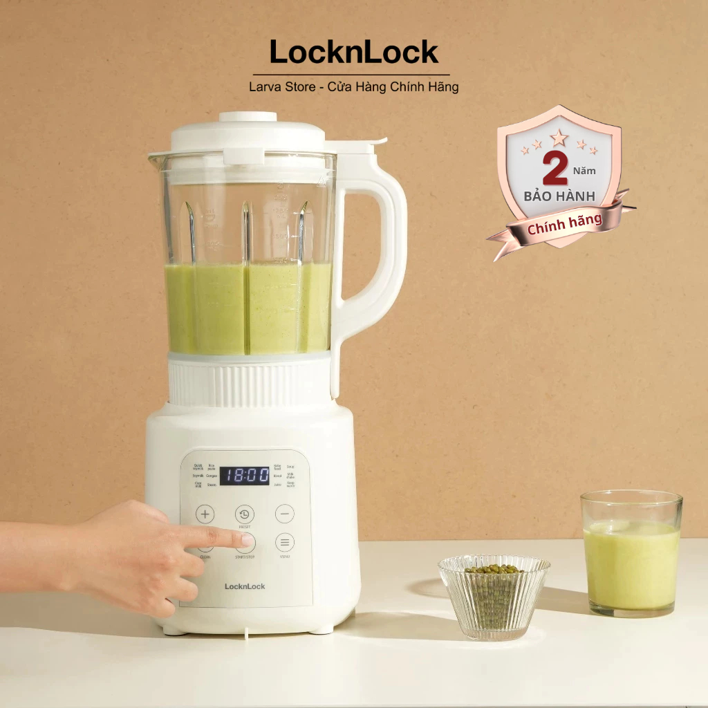 Máy làm sữa hạt LocknLock Bianco heating blender EJM486IVY 1.75L Màu ngà