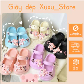 Dép Sục Cho Bé Gái Gắn Charm Gấu TEDDY Siêu Đẹp Mềm Êm Chân(6217)