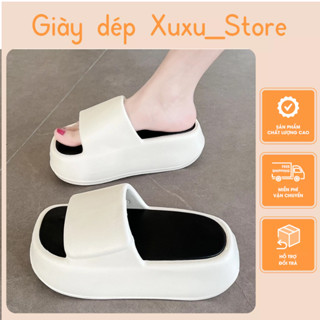 Dép quai ngang nữ đế bánh mì 7cm độn đế phong cách Hàn quốc