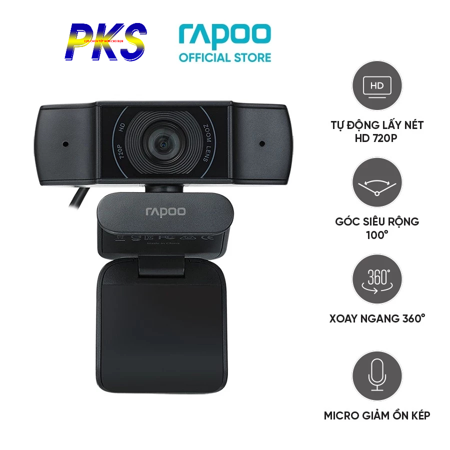 Webcam Tích Hợp Kèm Mic Rapoo C200 phân giải HD cho học làm việc online