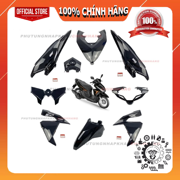 [MÓN LẺ] Dàn áo Click 2015 2016 2017 màu Đen Bóng chính hãng, Bộ vỏ nhựa màu Click Vario 125 mẫu cũ