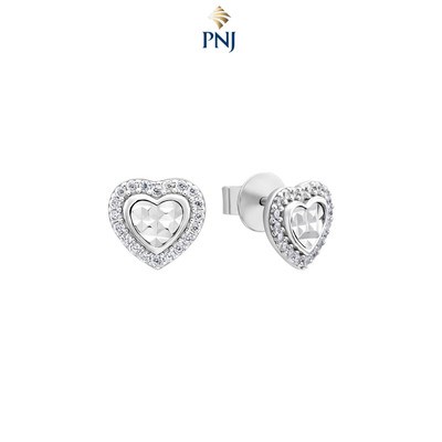 Bông tai Bạc đính đá PNJSilver hình trái tim XMXMW060233