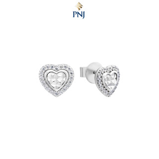 Bông tai Bạc đính đá PNJSilver hình trái tim XMXMW060233