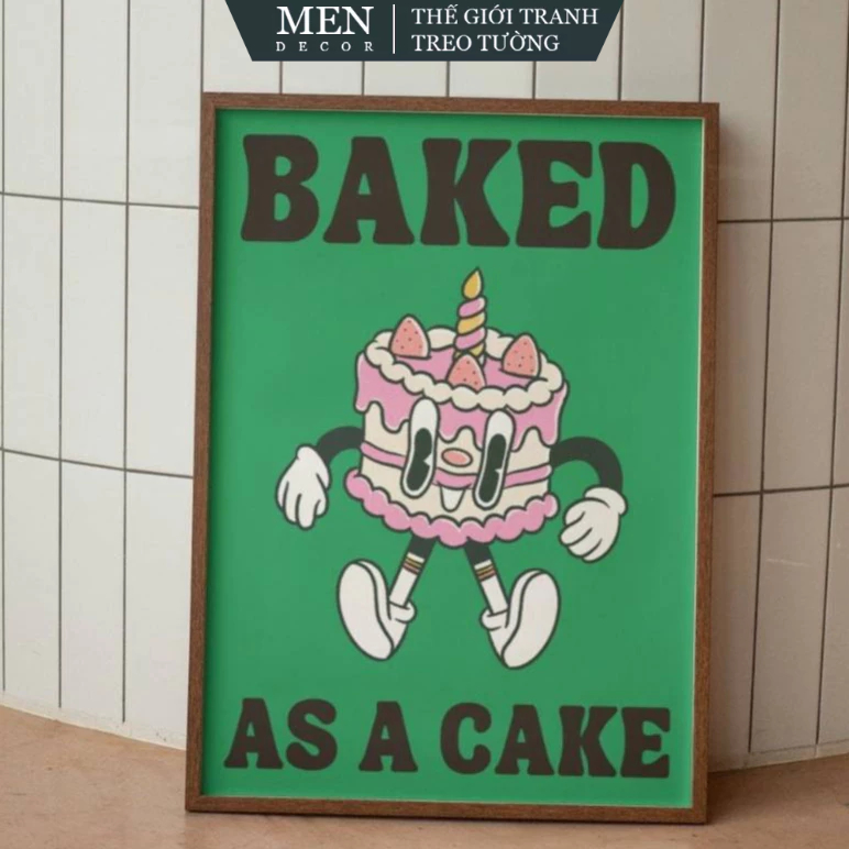 Tranh treo tường, Baked as A Cake Wall Print, Green Retro Wall Print, nhận in theo yêu cầu, tặng kèm