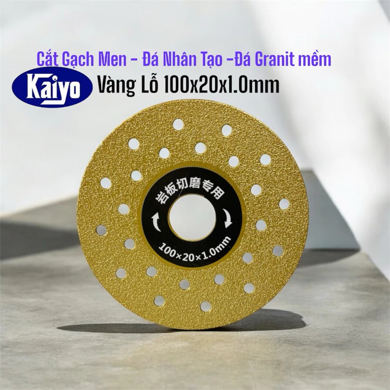  Kaiyo Lưỡi cắt kim cương  4 Inch Đĩa cắt đá mở rộng xốp cho đá  Cạnh Cắt mịn 100x20x10mm Vàng lỗ 