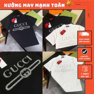 Áo Phông Nam Gu Xi Đính Đá Logo Chữ Siêu Hót - Áo Thun Nam Gu Xi Đính Đá Ngực Siêu Đẹp