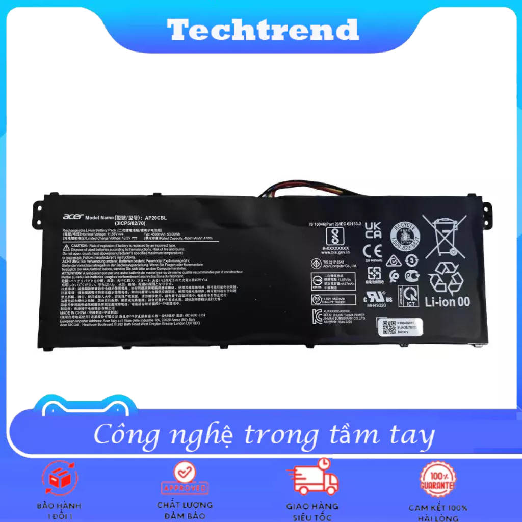 Pin laptop Acer Aspire 5 A515-45 SWIFT SF314 R5-5500U / Swift 3 SF314-511 SF314-43 AP20CBL 53WH ZIN