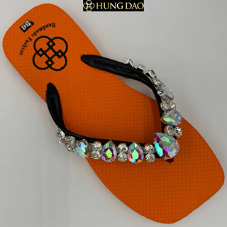  Dép xỏ ngón nữ mũi vuông HD đính đá xịn đẹp mang đi chơi có đế chống trơn trượt đủ size nhiều màu 